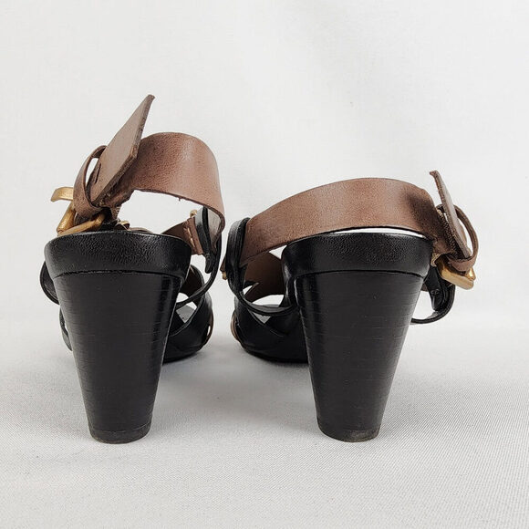 Geox Respira Black & Brown Leather Sandals Size 7.5 - Picture 4 of 9